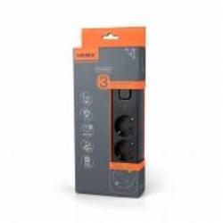 Удлинитель Videx ONCORD с/з 3п 3м (3x1.5мм) з кнопкой Black с заземлением 3 гн. черный 3 м 27686