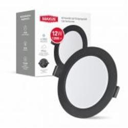 Светильник встраиваемый (Downlight) Maxus 12 Вт 4100 К черный 1-RDL-1241-IP-BL