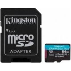 Карта памяти Kingston microSDXC 64 ГБ UHS-I Class 3 (U3) (SDCG3/64GB) Canvas Go! Plus V30