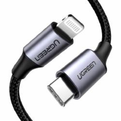 Кабель UGREEN US304 USB-C to Lightning M/M Cable Aluminum Shell Braided 1 м black (60759)