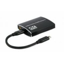 Адаптер Cablexpert USB-C на 2 HDMI (2 независимых экрана)/PD/Аудио 3,5 0,15 м black (A-CM-HDMIF2-01)