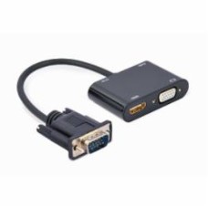 Адаптер Cablexpert VGA на HDMI/VGA+Аудио 3,5 0,15 м black (A-VGA-HDMI-02)