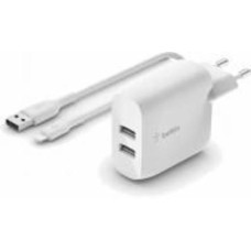 Зарядное устройство Belkin Home Charger 24W DUAL USB 2.4A, Lightning 1m, white