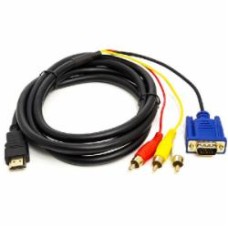 Кабель видео и питания PowerPlant HDMI (M) – VGA (M)/3хRCA (M) 1080p 1 м черный (CA912018)