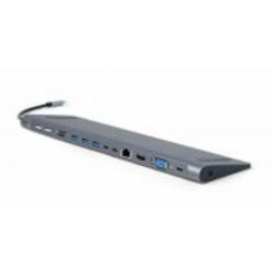 Док-станция A-CM-COMBO9-01, 9-в-1 (USB-хаб + HDMI / VGA / PD / карт-ридер / LAN / 3.5-мм аудио)