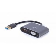 Переходник Cablexpert USB-A на HDMI/VGA 0,15 м grey (A-USB3-HDMIVGA-01)