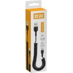 Кабель ColorWay USB - Apple Lightning (spiral) 2.4А 1,5 м black (CW-CBUL051-BK)
