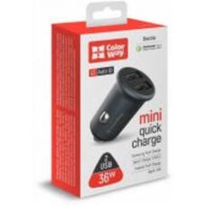 Автомобильное зарядное устройство ColorWay 2USB Quick Charge 3.0 (36 Вт) серый