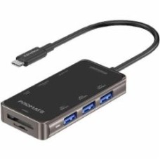 USB-хаб Promate PrimeHub-Mini USB-C PD/HDMI/3xUSB 3.0/RJ45/SD/MicroSD Grey