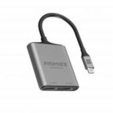 Переходник Promate Type-C to 2xHDMI 4K MediaLink-H2 0,15 м серый (medialink-h2.grey)