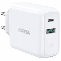 Сетевое зарядное устройство UGREEN CD170 USB+USB Type-C Wall Charger 36W 3A White (60468)