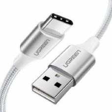 Кабель UGREEN Type-C 3A с алюминиевым корпусом и нейлоновой оплёткой 0,5 м white (60130)