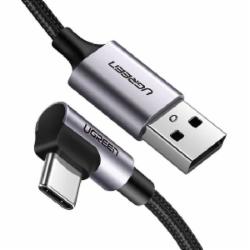 Кабель UGREEN US284 USB 2.0 to Angled USB Type-C Cable Aluminum Shell with Braided 3A 3 м черный (70255)
