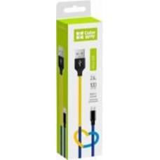 Кабель ColorWay USB - MicroUSB 2.4А 1 м желтый с синим (CW-CBUM052-BLY)