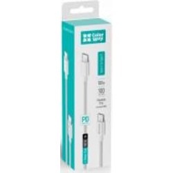 Кабель ColorWay Type-C - Type-C (TPE) (PD Fast Charging 100W) 5.0А 1 м белый (CW-CBPDCC058-WT)