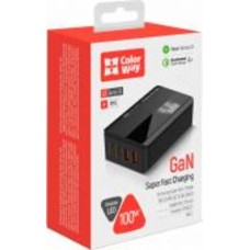 Сетевое зарядное устройство ColorWay Power Delivery GaN (2USB-A+2USB TYPE-C) (100W) черный