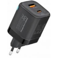 Сетевое зарядное устройство Promate PowerPort-25AC USB-C, USB-A Black (powerport-25ac.black)