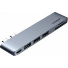 USB-хаб UGREEN CM251 2xUSB-C to 3xUSB3.0-A+SD+TF+PD Multifunction Adapter Aluminum Shell Gray (60560)