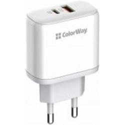 Сетевое зарядное устройство ColorWay Power Delivery Port PPS USB (Type-C PD + USB QC3.0) (45W) белый CW-CHS042PD-WT