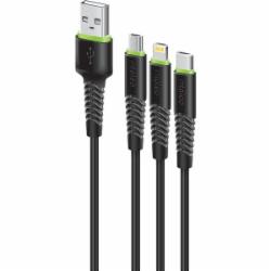 Кабель Intaleo CBFLEXU1 3in1 Micro/Lightning/Type-C 1,4 м черный (1283126487521)