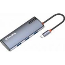 USB-хаб ColorWay USB-C 5-в-1 Type C PD 100W/USB3.0х3/HDMI 4К 0,17 м серый (CW-HUB01)