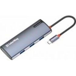 USB-хаб ColorWay USB-C 5-в-1 Type C PD 100W/USB3.0х3/HDMI 4К 0,17 м серый (CW-HUB01)