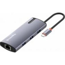 USB-хаб ColorWay USB-C 6-в-1 Type C PD 100W/USB3.0х3/USB2.0/RJ45 0,17 м серый (CW-HUB03)
