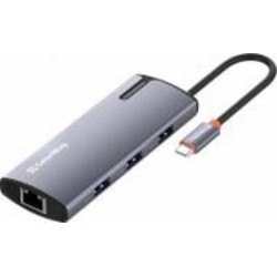 USB-хаб ColorWay USB-C 6-в-1 Type C PD 100W/USB3.0х3/USB2.0/RJ45 0,17 м серый (CW-HUB03)