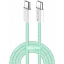Кабель ColorWay Type-C - Type-C braided cotton PD Fast Charging 60W 3А 1 м зеленый (CW-CBPDCC061-G)