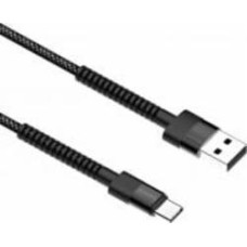 Кабель ColorWay USB - Type-C (nylon - long head) 2.4А 1 м черный (CW-CBUC063-BK)