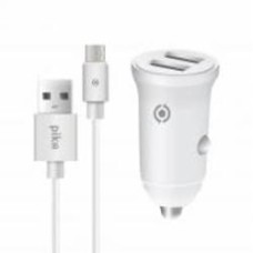Адаптер автомобильный Piko CC-312 (2USB3,1A) белый с кабелем Type-C