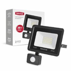 Прожектор с датчиком движения Maxus 30 Вт IP65 черный 1-MFL-04-3050s