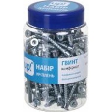 Набор винт конфирматный 6,4х50 - 100шт., конфирматне сверло 6,4х50 - 1шт., ключ для конфирмата - 1шт.
