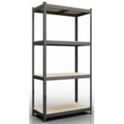 Стеллаж металлический окрашенный Меткас Бюджет 1600x800x400 мм антрацит ДСП полки 4 шт. краска