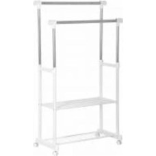 Держатель для одежды PROзапас 830(max1360)x400x1270(max1570) мм двойной с полками белый