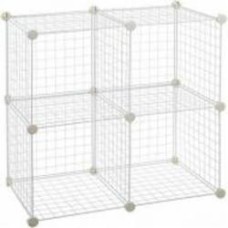 Стеллаж проволочный куб metal сubes storage 4 полки 750х750х370 мм белый