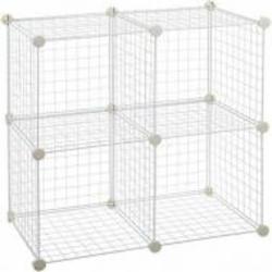 Стеллаж проволочный куб metal сubes storage 4 полки 750х750х370 мм белый