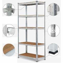 Стеллаж металлический Меткас Бюджет 1800x900x400 мм оцинкованный МДФ полки 5 шт. цинк