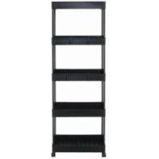 Этажерка пластиковая LUNA HOME 5 ярусов на колесах 1145х220х400 мм черный
