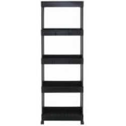 Этажерка пластиковая LUNA HOME 5 ярусов на колесах 1145х220х400 мм черный