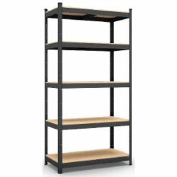 Стеллаж металлический окрашенный Меткас Бюджет 1800x1000x600 мм антрацит ДСП полки 5 шт. краска