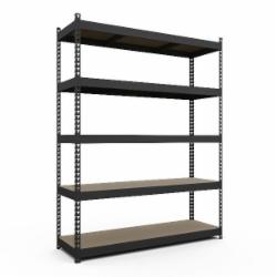 Стеллаж металлический окрашенный Меткас Титан 2160x1400x500 мм антрацит ДСП полки 5 шт. краска