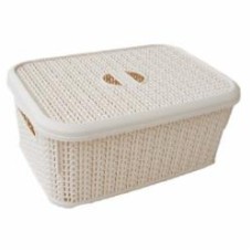 Корзина Ucsan Plastik KNIT прямоугольная с крышкой 7,13 л кремовый