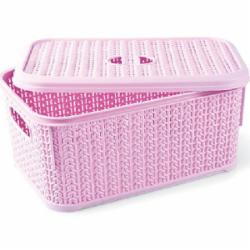 Корзина Ucsan Plastik KNIT прямоугольная с крышкой 7,13 л розовый