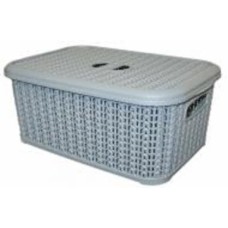 Корзина Ucsan Plastik KNIT прямоугольная с крышкой 6 л серый