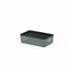 Ящик для хранения Vivendi прозрачный Grey-Green ( прозрачный, серо-зеленый, серая крышка) 80x260x161 мм