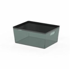 Ящик для хранения Vivendi прозрачный Grey-green, прозрачный, серо-зеленый, серая крышка 151x260x340 мм
