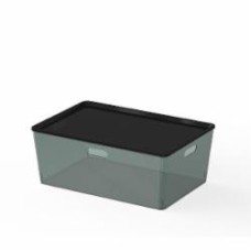 Ящик для хранения Vivendi прозрачный Grey-green, прозорий сіро-зелений, сіра кришка 538x262x210 мм