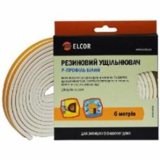Уплотнитель самоклеящийся P-образный резиновый Elcor TEPW6 6 м белый