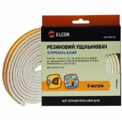 Уплотнитель самоклеящийся D-образный резиновый Elcor TEDW6 6 м белый